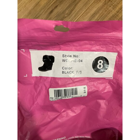 NWT Faux Fur Lined Wedge Bootie - Black Suede Size 8 - Picture 12 of 12